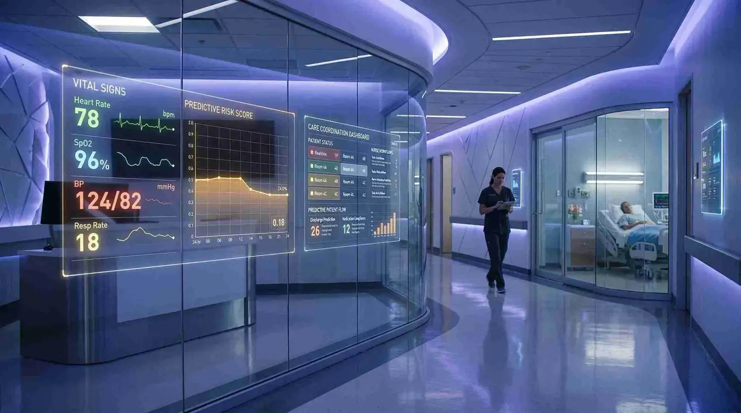 Doctor observing successful predictive analytics results